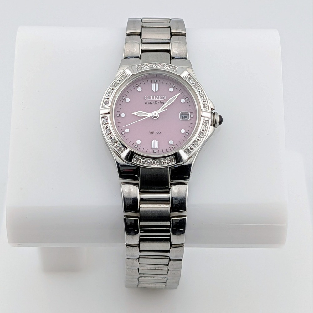Citizen Riva Eco-Drive 24 Diamond Shimmer Pink Dial Women's Watch 26mm 7"